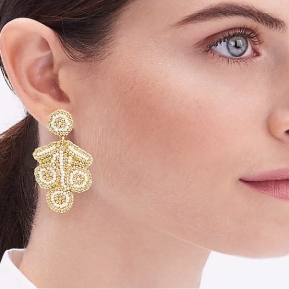 NWT J. Crew Beaded Statement Earrings, Drop Beach Boho Bridal J.Crew Factory OS - Picture 3 of 15